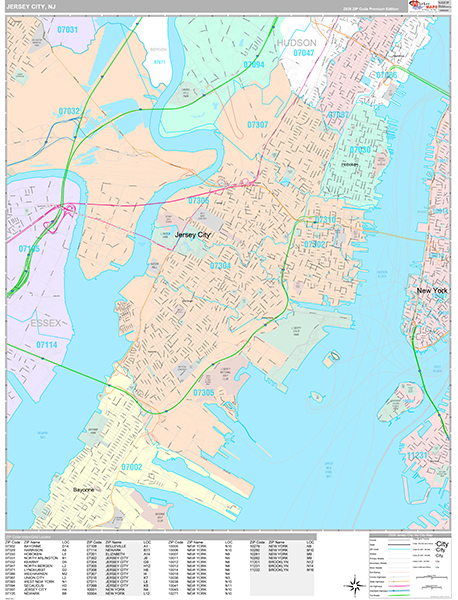 Jersey City Wall Map